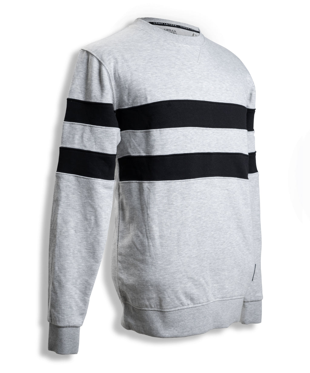 Sweatshirt with Horizontal Stripe | Light Grey